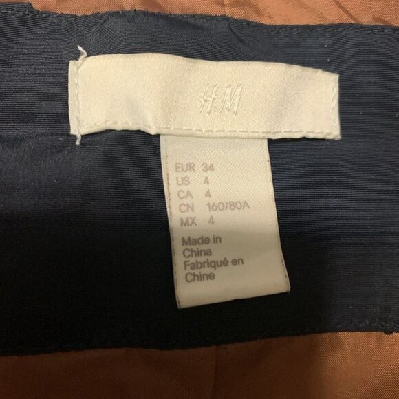 H&M Womens Dark Blue Brown Quilted Long Sleeve Jacket 4 Small - Picture 4 of 6